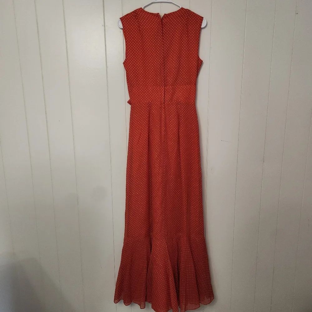 Vintage 60s Miss Elliette California Red Polka Dot Sleeveless Maxi Dress… - Picture 6 of 6